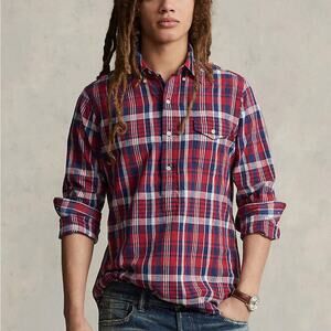 NWT Polo Ralph Lauren Classic Fit Madras Popover Shirt Sz Large